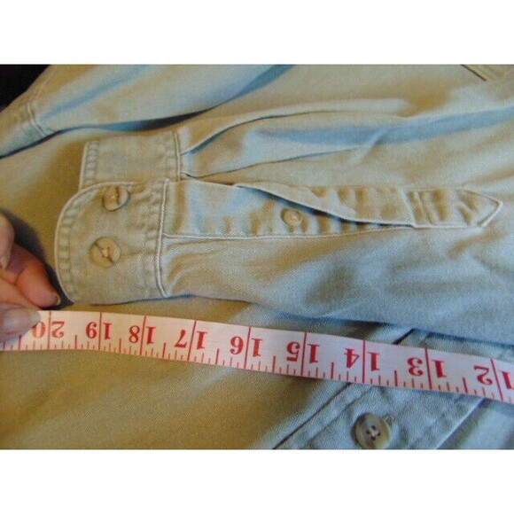 Vtg. Canadian Outdoors Long-Sleeve Button Shirt Embroidered Moose Khaki/Denim XL - Picture 9 of 13